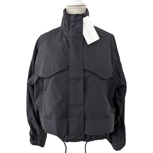 Athleta Canopy Parachute Jacket Short Black Lightweight Windbreaker Size M NWT - Picture 2 of 13